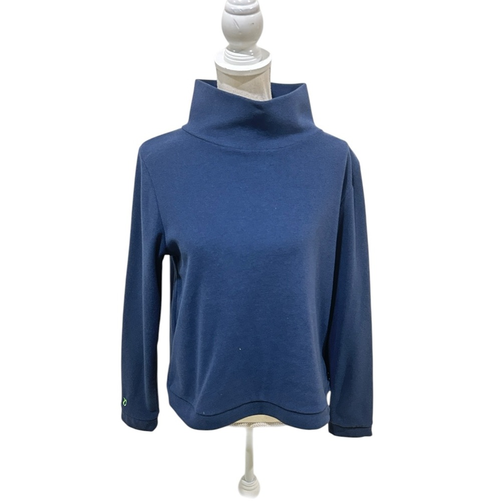 Dudley Stephens Park Slope turtleneck pullover steel blue fleece size large